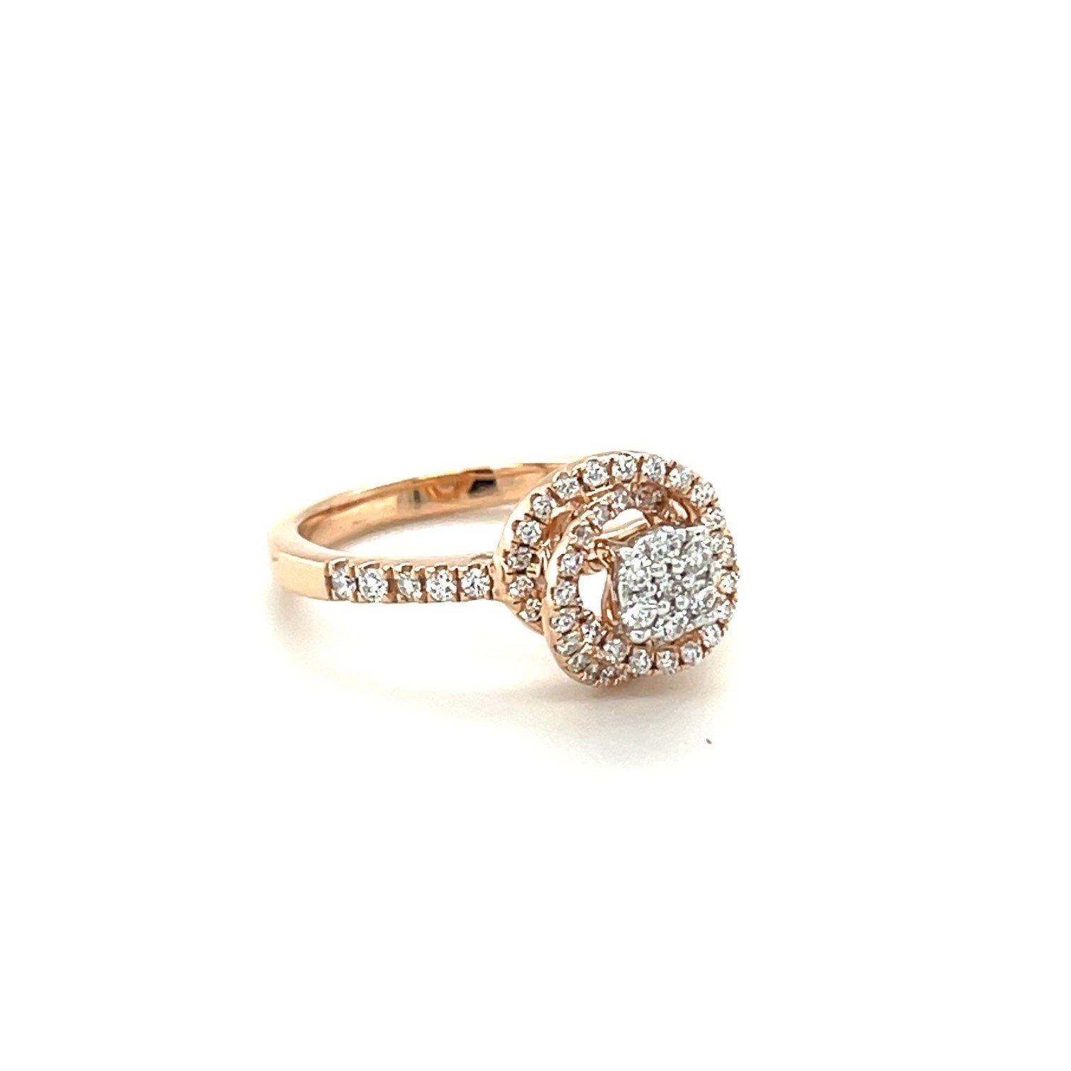 Double Halo Celestial Diamond Engagement Ring in Rose Gold